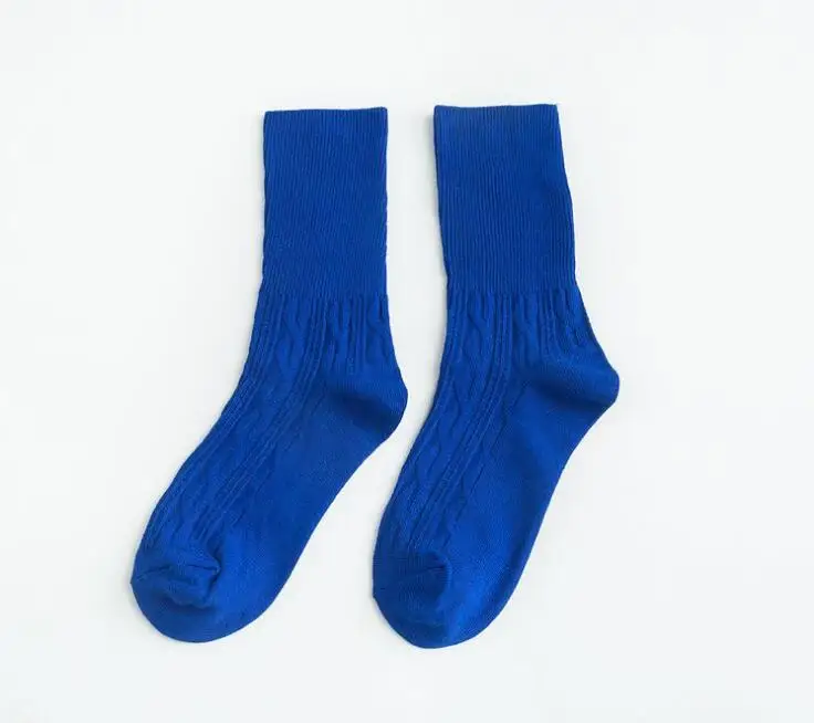 SOCKS 01 Осень и зима новые женские носки ретро твист широкий рот с манжетами дикий ворс сплошной цвет хлопчатобумажные носки - Цвет: SOCKS 01