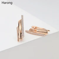 geometric new style inlaid rhinestone zircon copper earrings female small gold color stud earrings ear clip jewelry accessories