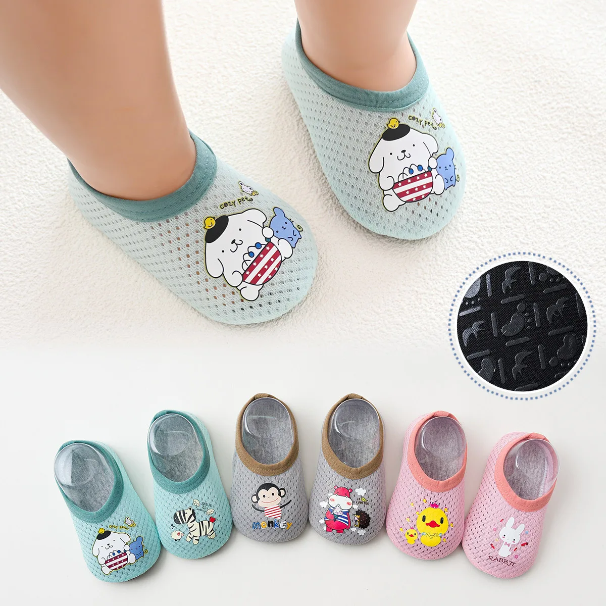 

Alisweet 2021 New Fashion Newborn Baby Floor socks kids Cartoon Non-slip Thin Floor Shoes Cotton Toddler First Walker Shoes