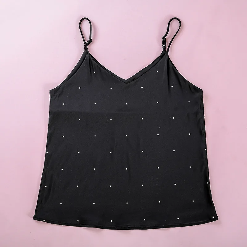 

New Wavelet Dots V-neck Halter Top Korean Sexy Top Summer Thin High Elastic Halter Home Silk Vest Women Sexy Women Corset