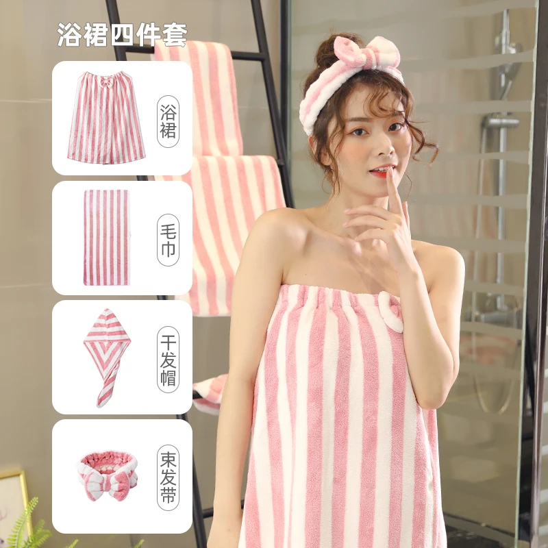 

4pcs Bath towel+towel+ dry hair cap+ hair band Thick Luxury Egyptian Cotton Bath Towel Eco-friendly Beach Terry beach towel for