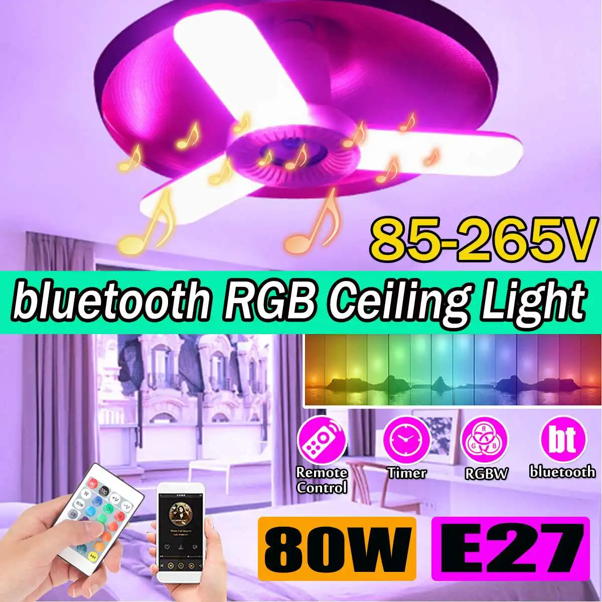 

Современный RGB светодиодный потолочный светильник 80 Вт, освещение для дома, музыкальный светильник с bluetooth, лампа для спальни, умный потолоч...
