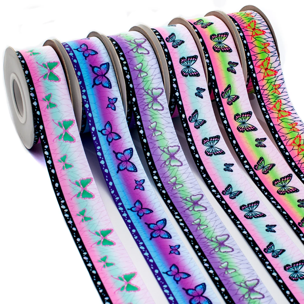 

Kimetsu No Yaiba Japanese Butterfly Pattern Printed Grosgrain,satin Ribbon 50 Yards