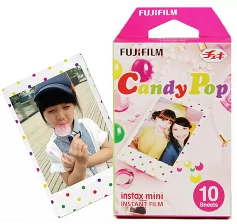 10-200 sheets Fujifilm instax mini 9 film white/Color Edge 3 Inch wide film for Instant Camera mini 8 7s 25 50s 90 Photo paper - Color: Candy 10 Sheets