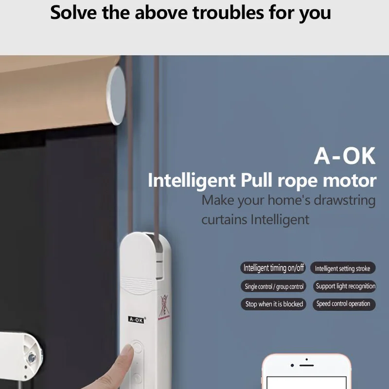 A-OK AM43 Aoke electric curtain motor smart phone app control electric roller blinds roman curtain soft curtain