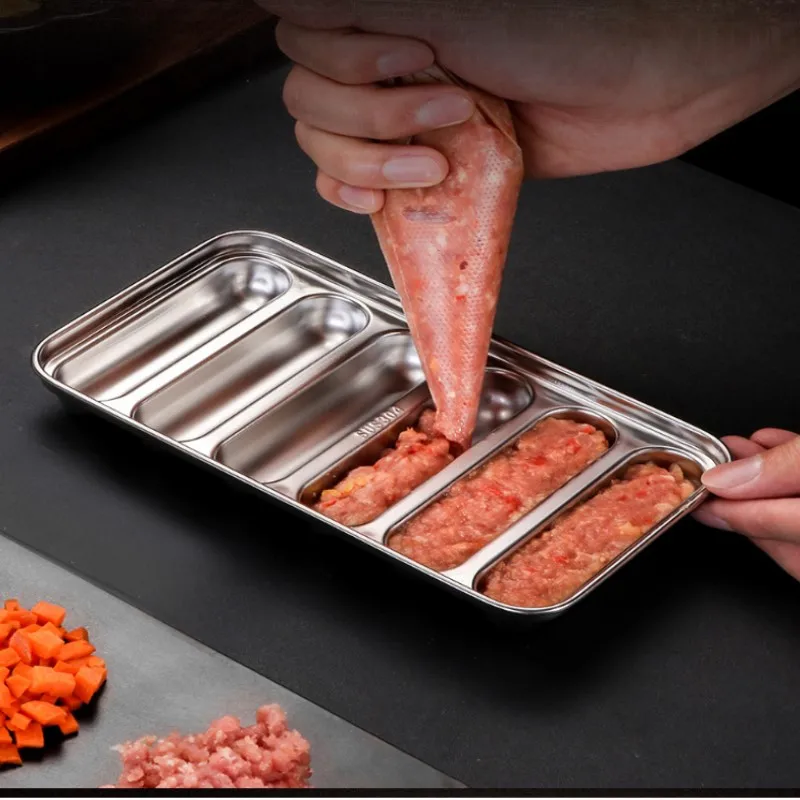 

Kitchen Sausage Maker Mould 6-Grid Stainless Steel DIY Ham Hot Dog Making Mould Household Sausages Cake Baking Tools Molds