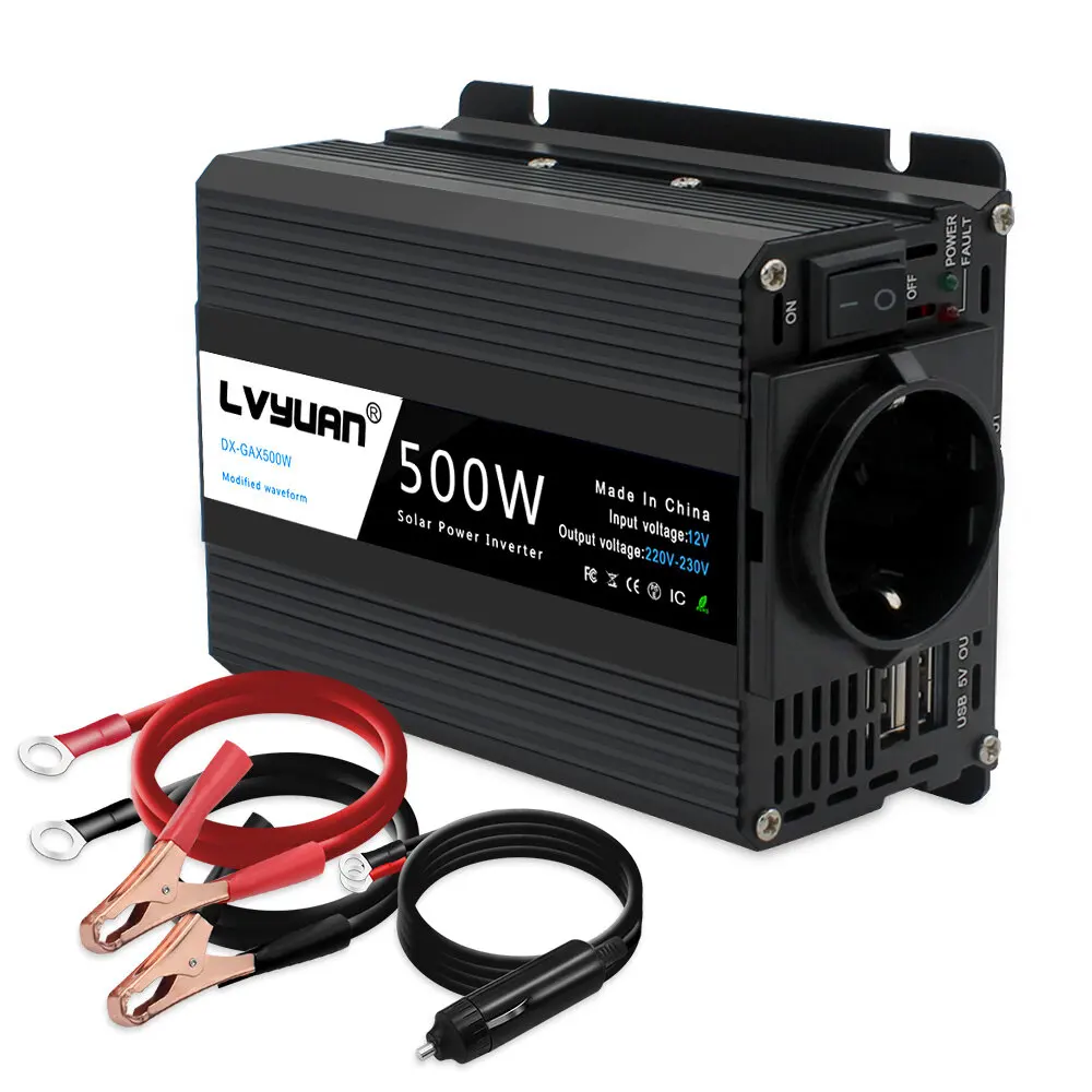 

500W 1500W 2000W DC 12V/24V to AC 220V Power Inverter EU Socket Dual USB Car Home Inverter Voltage Converter