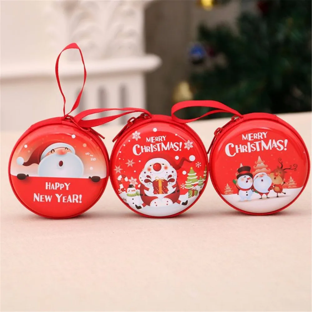 Мини Монета Рождество Санта Сумка для хранения денег наушников коробка USB кабель