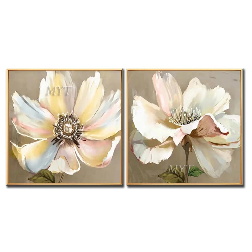 

White Flowers Abstract Beautiful Oil Painting Wall Art Home Decor Picture Modern Hand Painted Oil Painting On Canvas Unframe