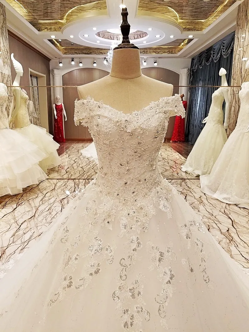 Элегантное кружевное свадебное платье бальное свадебные платья с кристаллами Robe