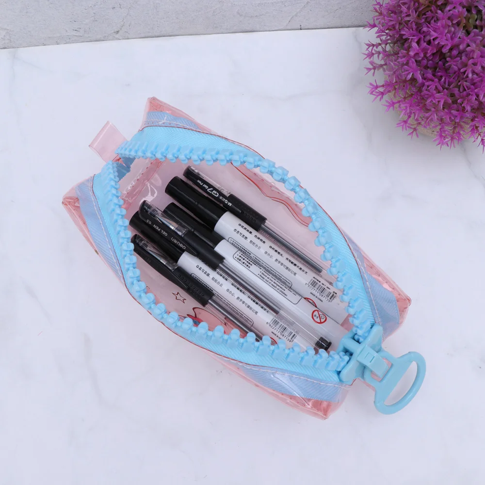 

Durable Transparent Cartoon Patterned Pencil Case Big Zipper Pen Bag Student Statonery)