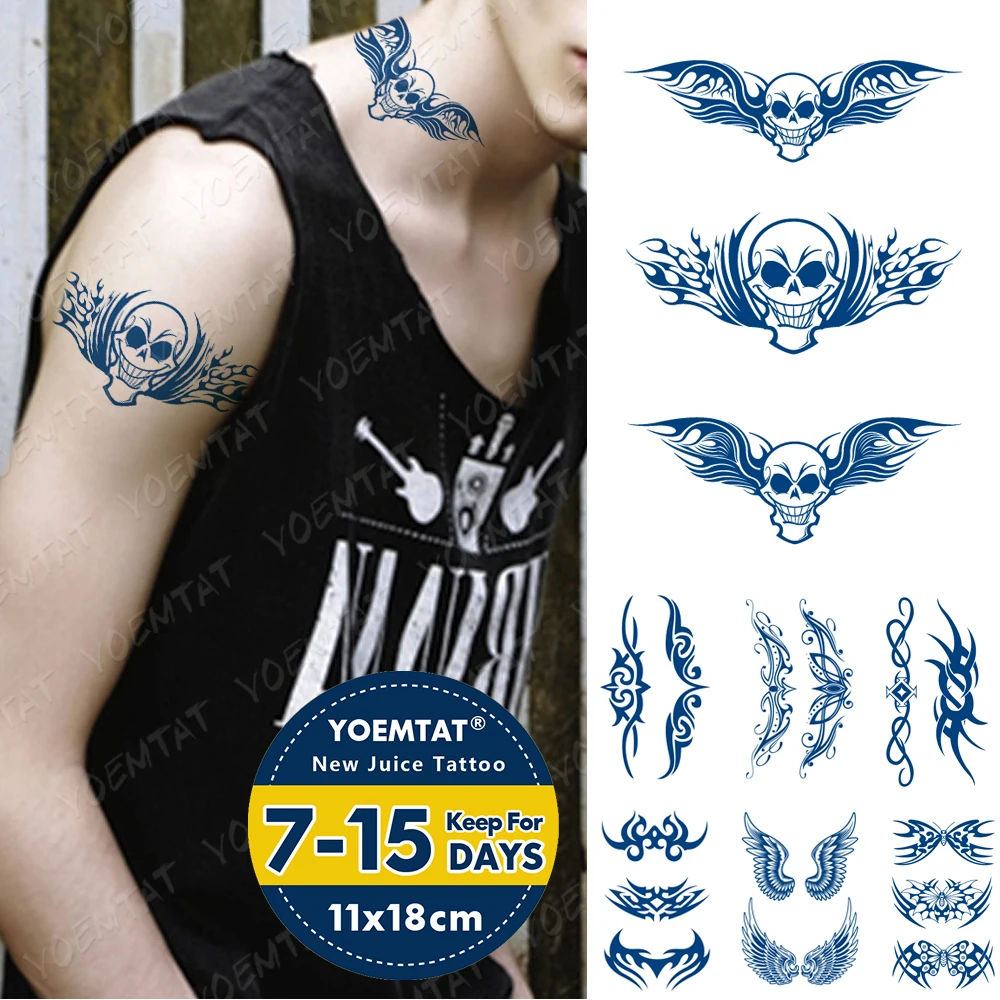 

Juice Ink Lasting Waterproof Tattoo Sticker Wings Skull Lotus Totem Flash Full Tatoo Geometry Arm Body Art Fake Tatto Men Women