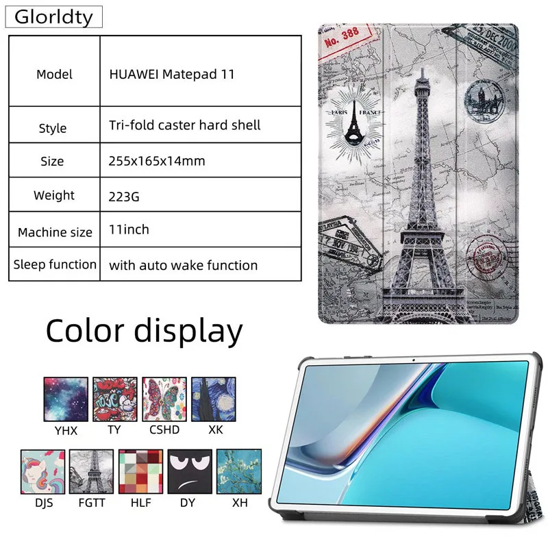 

Tablet Cover For Funda Huawei Matepad 11 Case 2021 Tri Fold PU Leather Smart PC Cover For Huawei Matepad11 Case MatePad 11 Cover