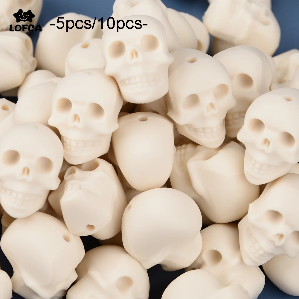 LOFCA Cr&aacute;neo 5 uds/10 Uds cuentas de silicona craneal persona cabeza de grado de alimentos mordedor de BPA-libre juguete de dentici&oacute;n del beb&eacute; de cadena Accesorios-0