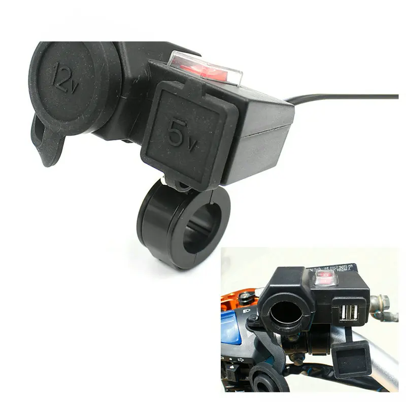 

100 шт./лот 12 в автомобильный Мотоцикл Порт питания прикуриватель двойной USB зарядка автомобильное зарядное устройство адаптеры и розетки