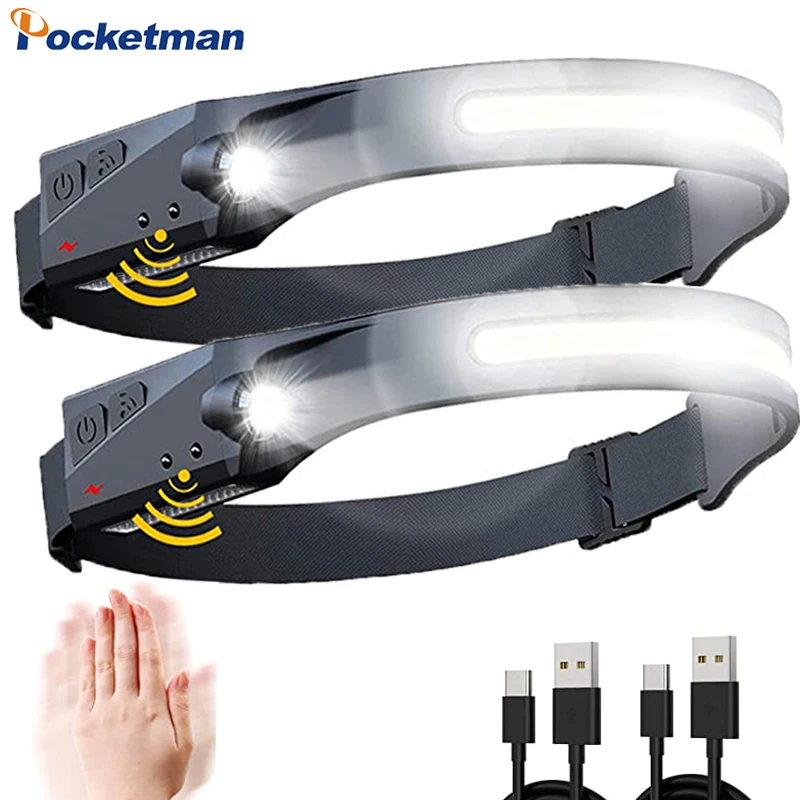 

Светодиодный головной фонарь с датчиком движения, светодиодный головной фонарь с COB матрицей и встроенным аккумулятором, светодиодный фонарик с USB-зарядкой, Головной фонарь, светильник онарь