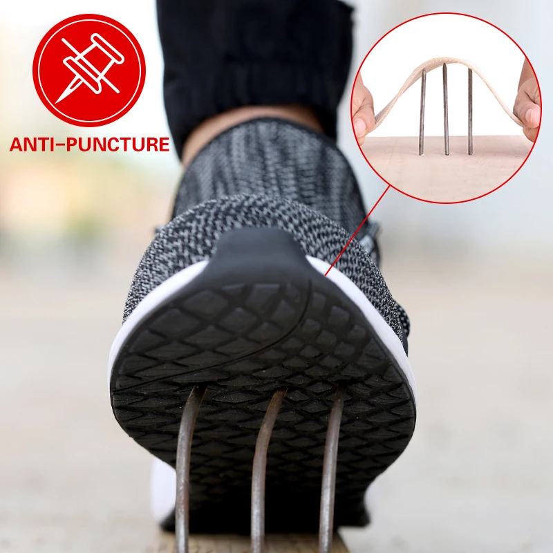 Safety Shoes Men Women Steel Toe Cap Sport Airflow Work Boots Puncture-Proof Sneakers Indestructible Construction Outdoor Adult