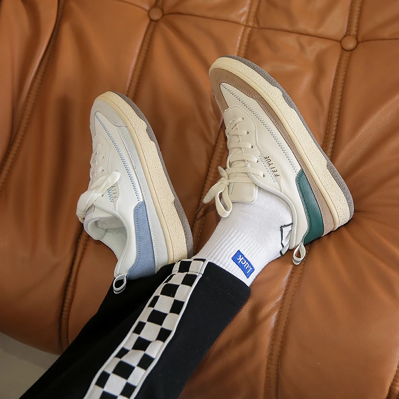 Forrest Couple Shoes Classic Sneakers Shoes Y40 Retro Low-top Lace -up Casual 's 2021 Spring New Leather Flats Round Toe