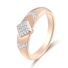 Женские обручальные кольца FJ, обручальные кольца 7 мм с белым кубическим цирконием кольца ромбовидной формы пробы, цвета розового золота 585 пробы, 7-11