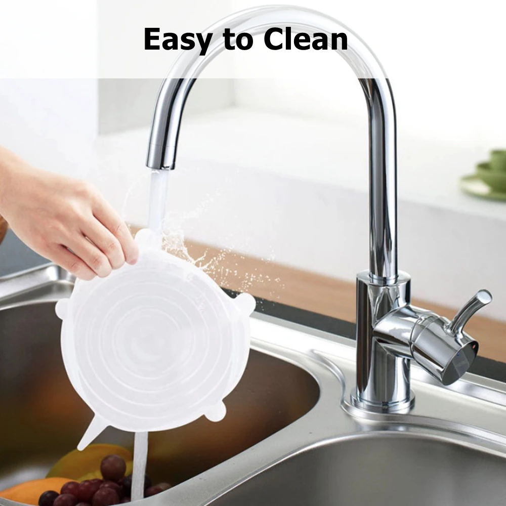 Многоразовые крышки из силикона 6 упаковок прочные Расширяемые отлично подходят