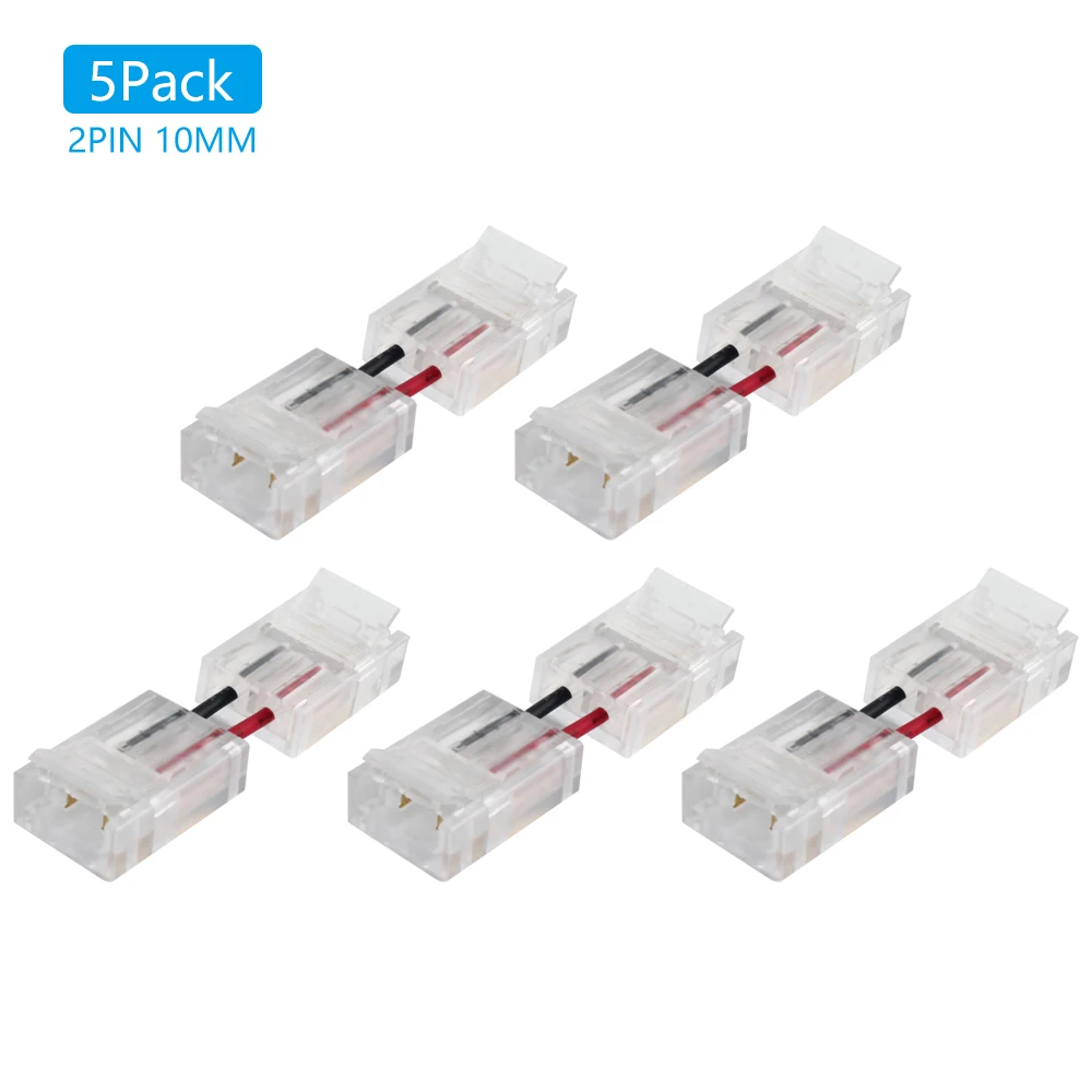 

5pcs 8mm 10mm Front and Back Corner Connector 2Pin Power Clip Connector Adaptor for5050 3528 2835 5630 Led Strip Wire with PCB