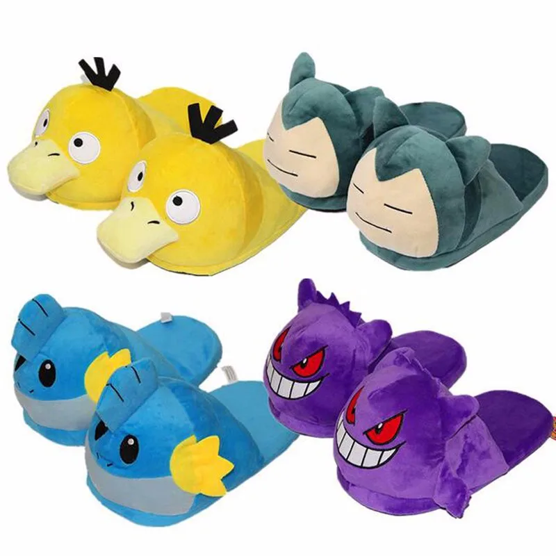 Карманные животные Psyduck Snorlax Mudkip плюшевые игрушки Gengar кукла домашние тапочки для взрослых домашние тапочки осень-зима