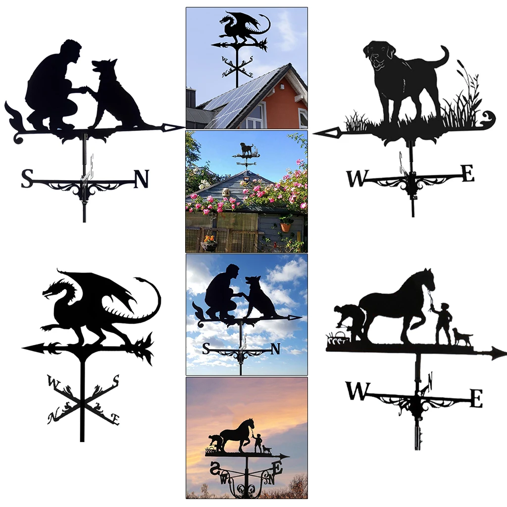 

Iron Weather Vane Farm Black Garden Yard Kit Weathervane For Farmhouse Scene