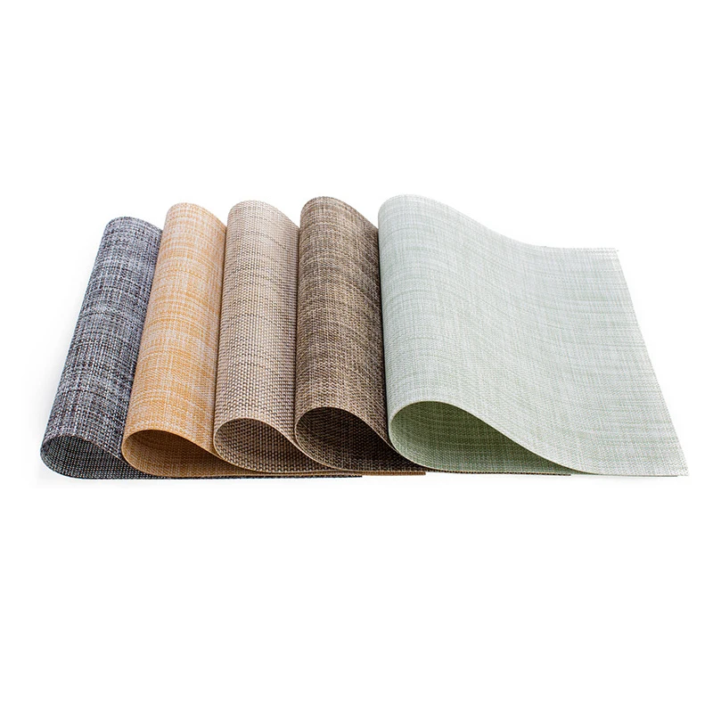 

4PCS Table Mat PVC Placemat Non-slip Linen Thickened Heat Insulation Braided Placemat Kitchen Restaurant Coaster Cup