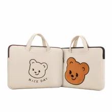 Korean Ins Biscuits Bear Laptop Sleeve Bag Protective Carrying Case For 13 13.3 15 15.6 inch Macbook Air Lenovo Huawei Handbag