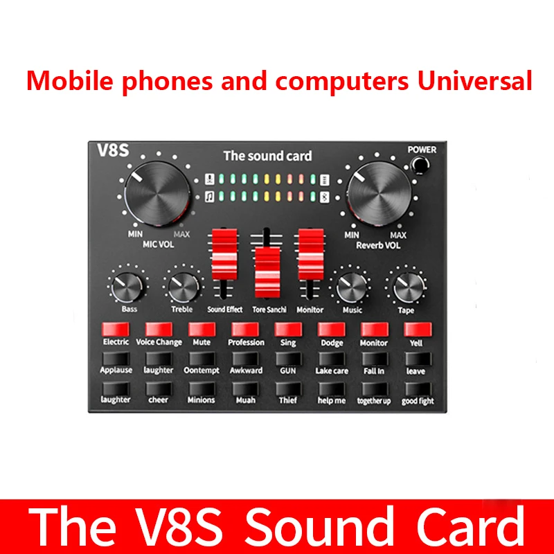 

V8 Audio USB External Sound Card Headset Microphone Webcast Personal Entertainment Streamer Live Broadcast For PC Phone Computer