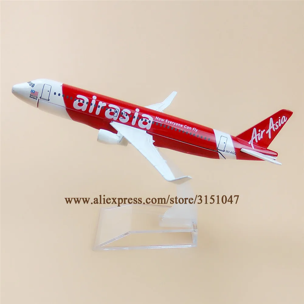 

NEW AIR Asia Red NOW EVERY CAN FLY Airlines A320 Airbus 320 Airplane Model Alloy Metal Model Plane Diecast Aircraft 16cm Gift
