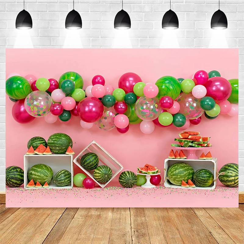 

Summer Fruits Stand Photographic Studio Photo Backgrounds For Watermelon Balloon Decoration Kids Birthday Cake Smash Backdrops