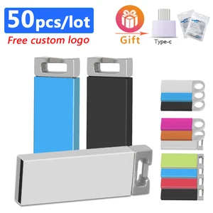 50pcslot custom logo metal usb flash drive 64gb thumbdrive 16g 8gb 32gb flash memory stick 128gb pen drive 64gb usb disk on key free global shipping