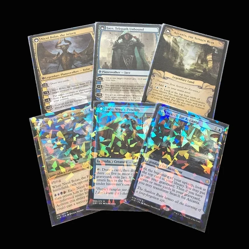 100pcs Broken Gemstone Glass Laser Flashing Card Film Holographic Idol Photo Sleeves Tarot YGO Ultra Super Protector | Спорт и