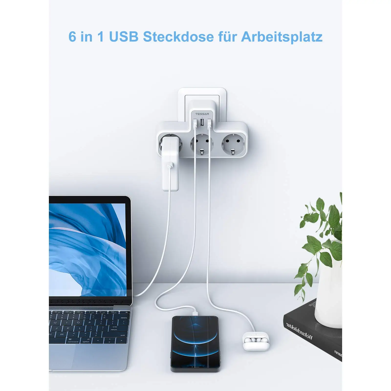 TESSAN 3 сторонний выход Розетка с USB защита от перенапряжения Защита перегрузки 6 в 1
