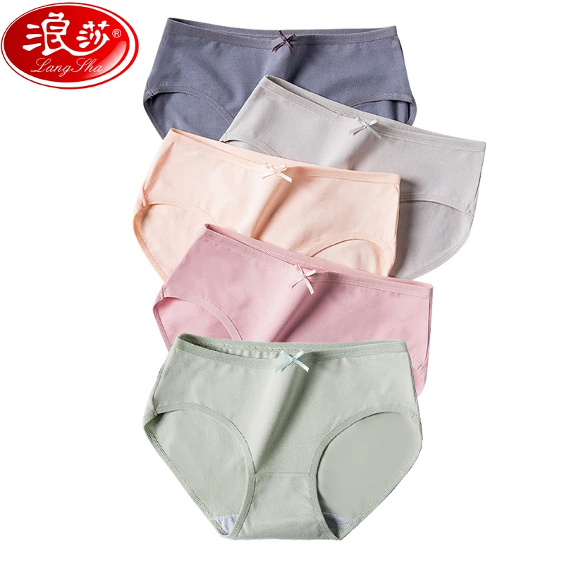 LANGSHA 5 шт./компл. женские хлопковые трусы нижнее белье сексуальные трусики с