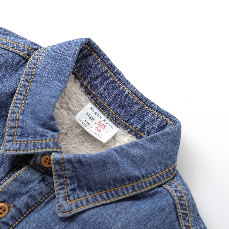 Утепленная джинсовая рубашка для мальчиков теплая осенне-зимняя одежда детская