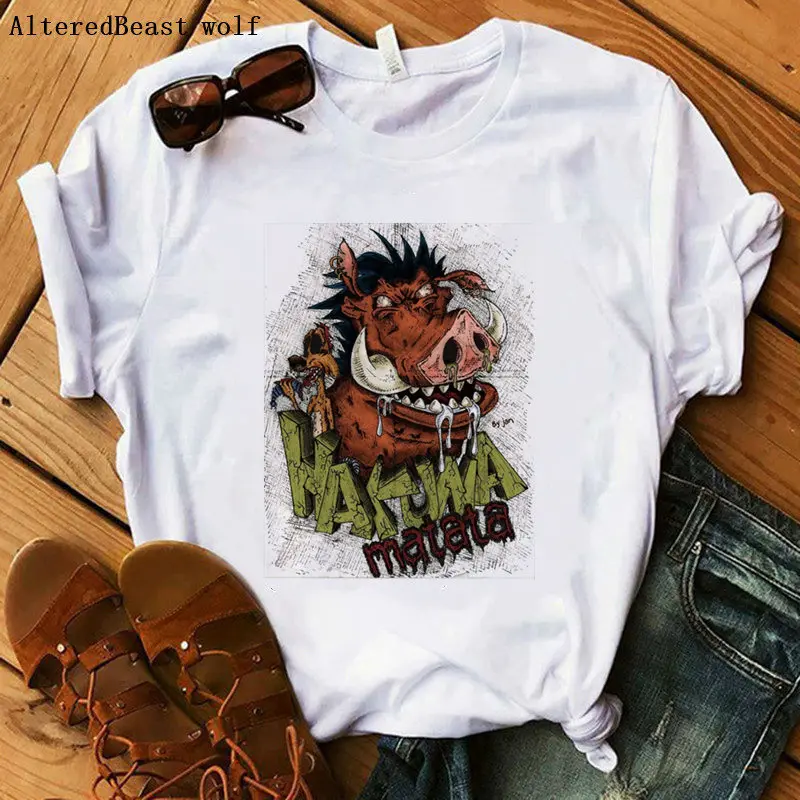 as picture Hakuna Matata футболка женская с принтом SIMBA harajuku Король Лев vogue футболка Летняя повседневная с коротким рукавом модные топы футболки - Цвет: as picture