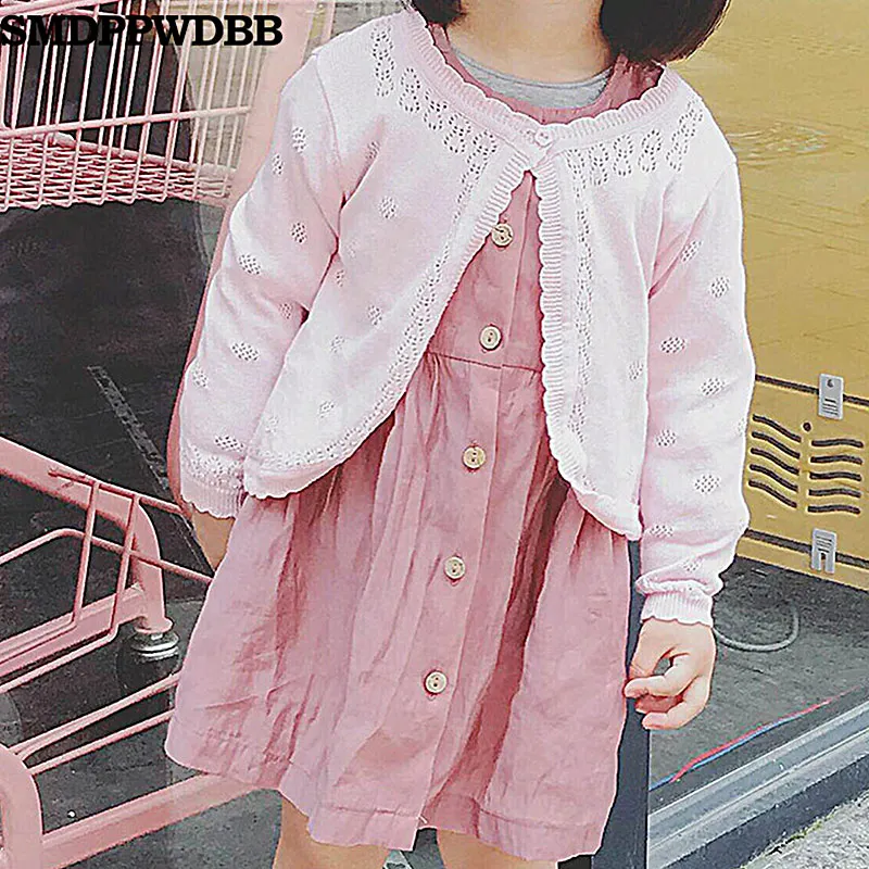 Thin Cotton Cardigan For Girls Full-Sleeve 6M-7T Top Girl Clothing Sweaters Summer Knitting Kids Outer Wear Jacke | Детская одежда и