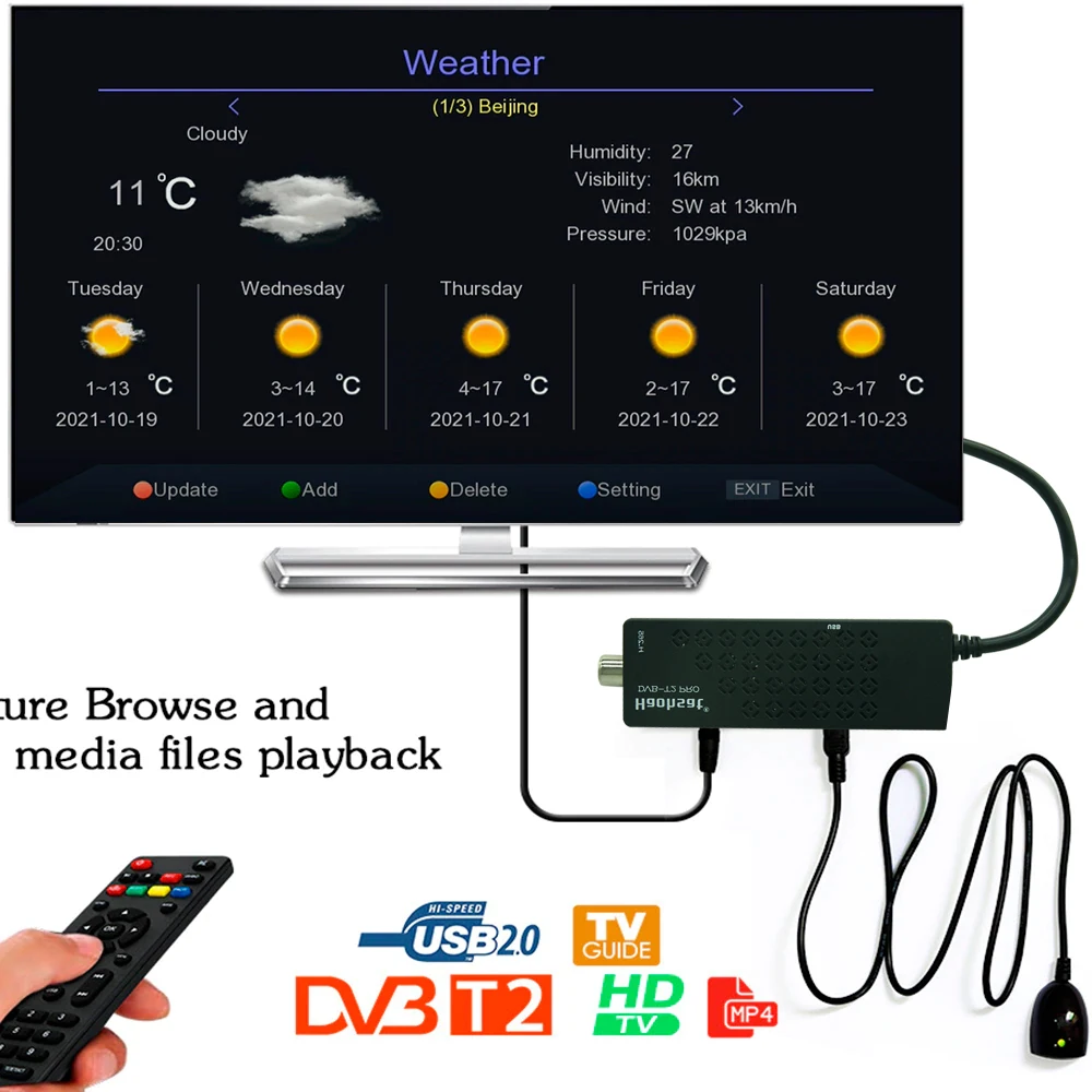 ТВ-флешка DVB-T2 pro H.265 HEVC бит цифровой наземный ресивер DVB T2 тюнер Netflix итальянский