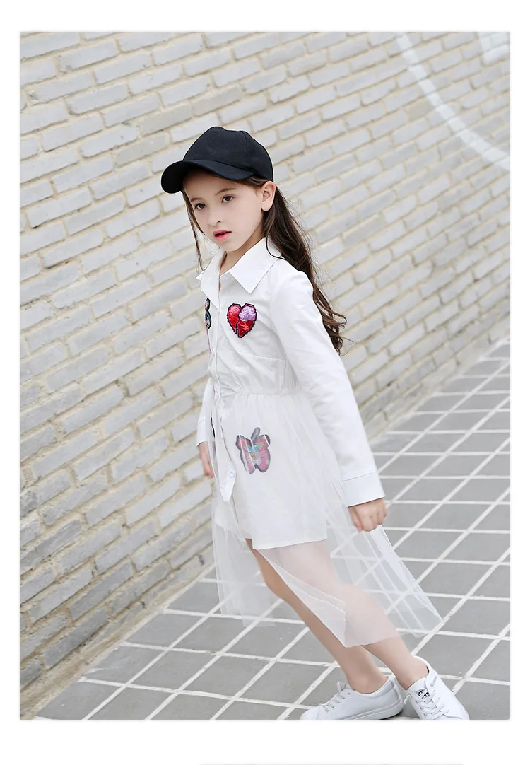 Весенне-осенняя блузка для маленьких девочек Платье vestidos Детская модная одежда