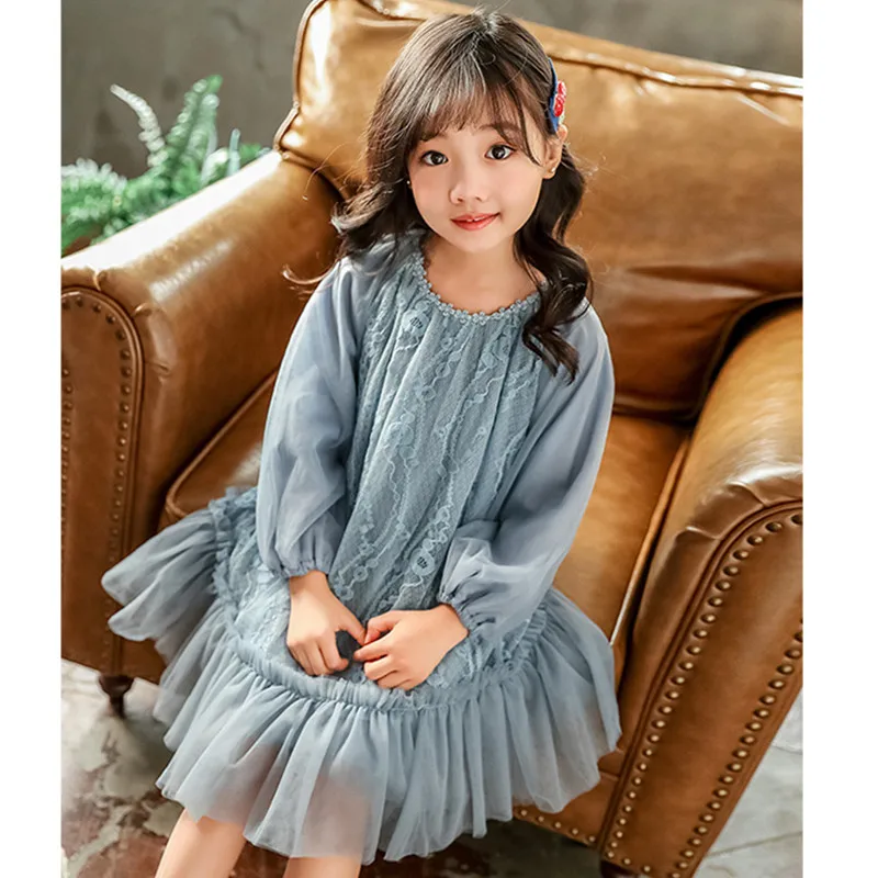 DFXD/весеннее кружевное Сетчатое платье-пачка принцессы для больших девочек