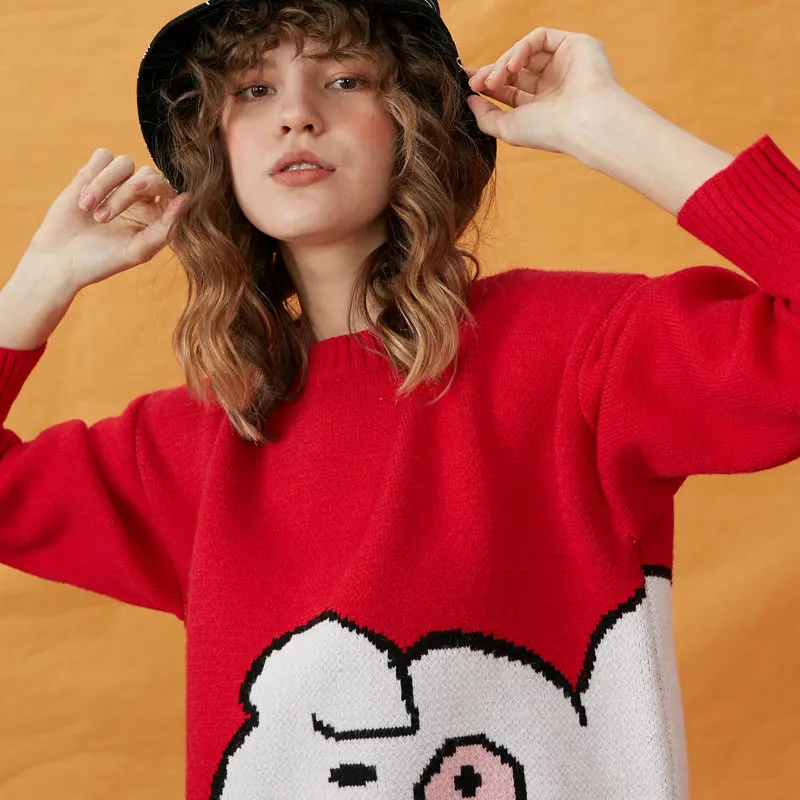 UNIFREE 2019 Осенний-зимний новое поступление свитер для женщин красного цвета