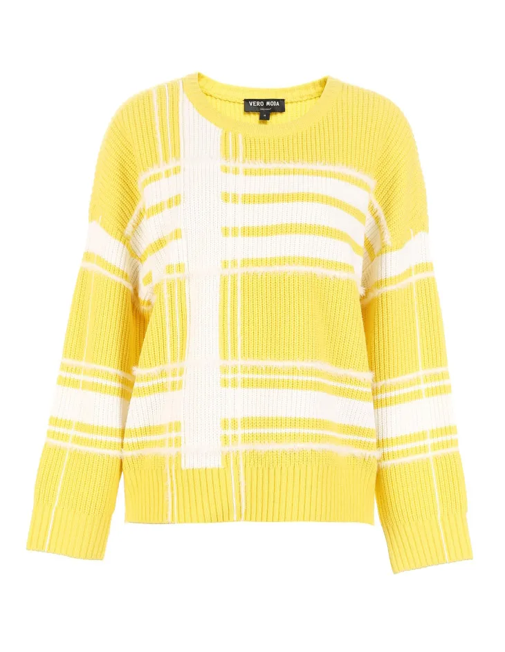 Vero Moda женский свитер в полоску с круглым воротником на осень и зиму | 318413593