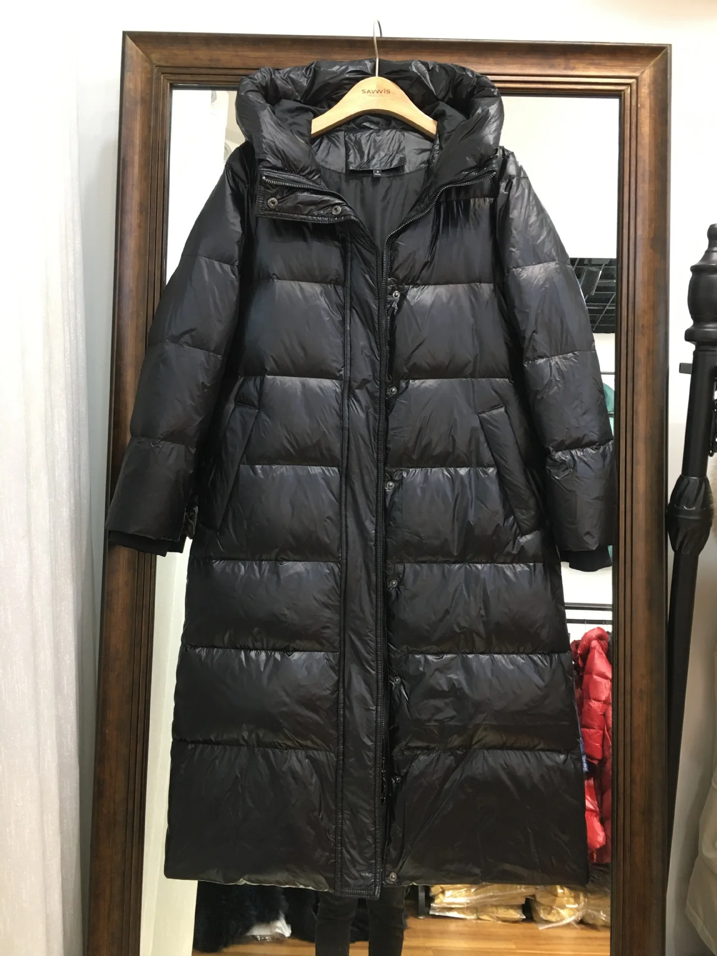 

Long down jacket coat over-the-knee cultivate one's morality show thin hooded eiderdown outerwear small quilt ladies