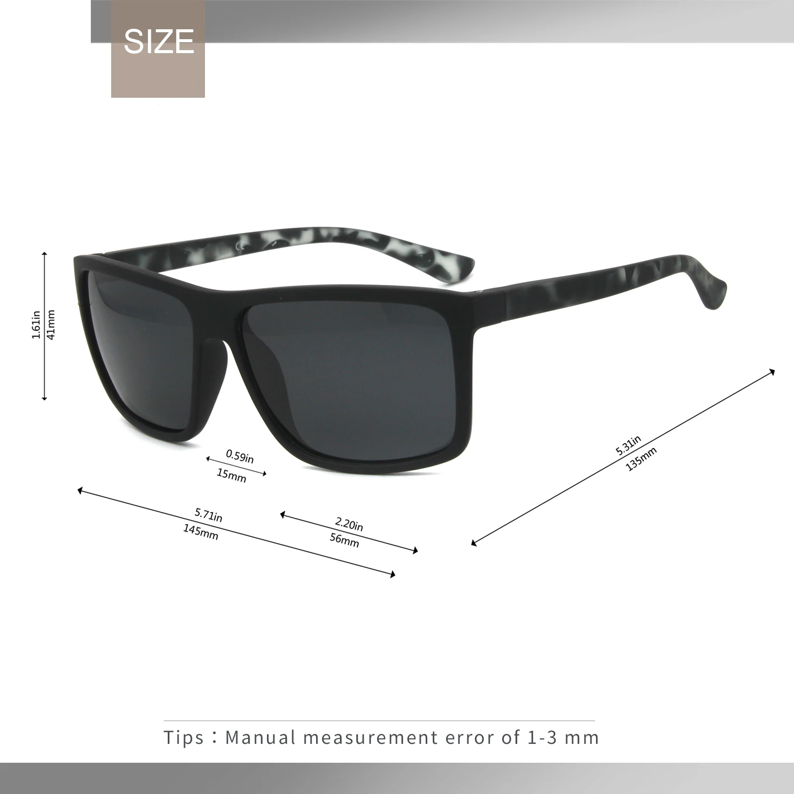 Поляризационные большие Брендовые мужские черные солнцезащитные очки RMT7058|sunglasses