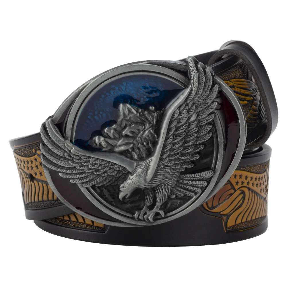 Spread Your Wings And Fly Eagle Buckle Genuine Leather Belt For Man