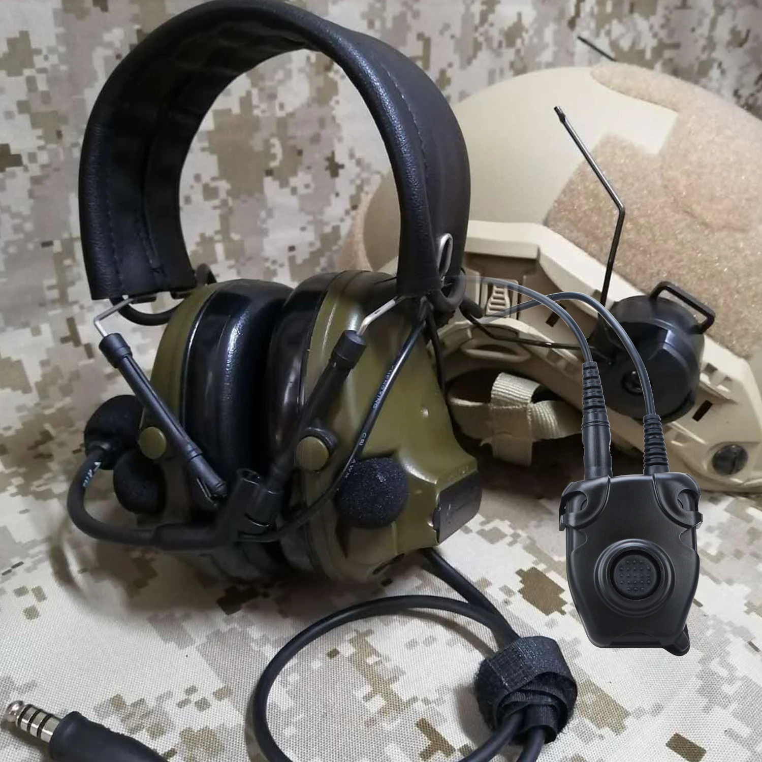 Walkie Talkie PTT K-type plug Tactical Heavy duty noise reduction headset Electronic Shooting Ear Protection EarMuff