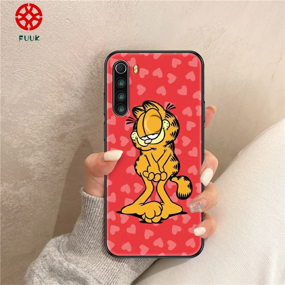 

Cute Cartoon anime Garfield Phone case For Xiaomi Redmi Note 7 7A 8 8T 9 9A 9S 10 K30 Pro Ultra black fashion hoesjes art prime