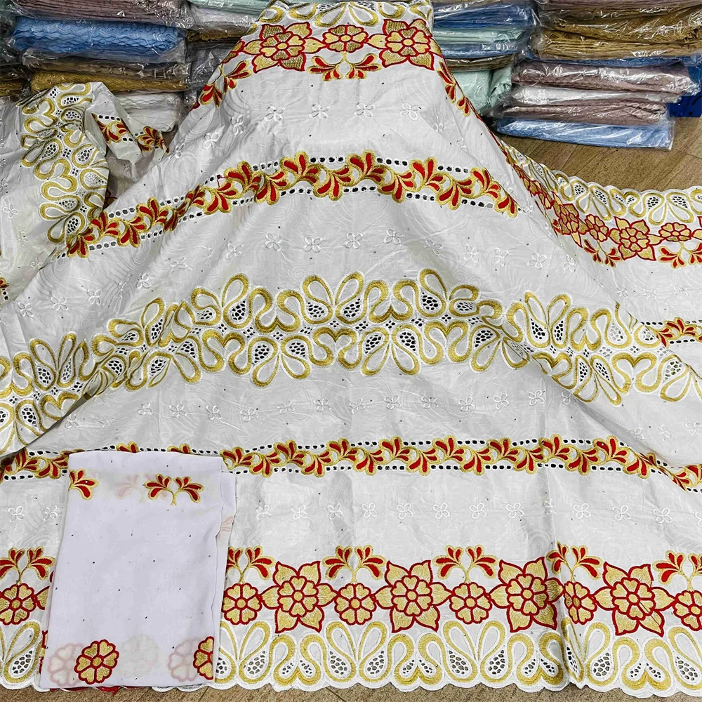 

5+2Yards White Guinea Cotton Bazin Riche Brocade 2021 New Design African Lace Fabric Nigerian Men Or Women Wedding Sewing
